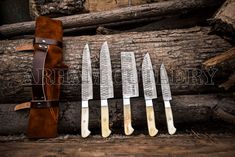 Handmade Damascus Steel Camel Bone Kitchen Knife Chef Set