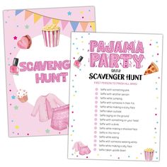 a pink birthday party game with cupcakes, cake and other items on it