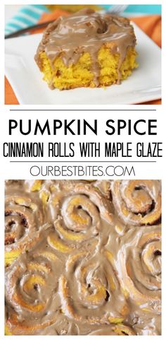 pumpkin spice cinnamon rolls with maple glaze are the perfect fall dessert to make for thanksgiving