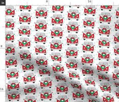 a christmas wrapping paper with cars and snowflakes on the bottom, in white background