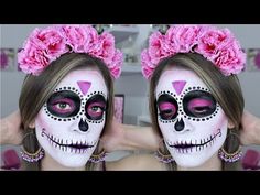 Sugar Skull Makeup Tutorial, Catrina Costume, Skull Makeup Tutorial, Day Of The Dead Makeup, Sugar Skull Costume, Dead Makeup, Vintage Halloween Costume, Sugar Skull Makeup, Halloween 2015