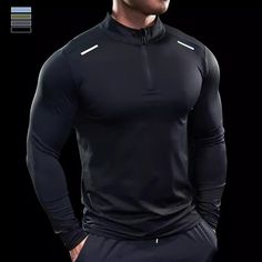 Product Description     Item Type: Sports & Fitness Tshirt  Gender: Men  Material: Spandex  Fabric Type: Broadcloth  Collar: Stand Collar  Sleeve: Long  Hooded: No  Style: Casual  Features: Anti-Pilling, Anti-Shrink, Anti-Wrinkle, Breathable, Compressed, Quick Dry  Application: Gym, Workout, Exercise, Fitness, Bodybuilding, Outdoor, Sports, Running     Load More Images                                 VIVINCH 5-POINT HAPPINESS CHECKLIST    FREE shipping provided and it’s not a fake promise. Secur Black High Stretch Tops For Outdoor Activities, High Stretch Black Tops For Outdoor Activities, High Stretch Black Top For Outdoor Activities, High Stretch Sportswear Top For Outdoor Activities, Black Sportswear Top For Outdoor Activities, Black Stretch Top For Outdoor Activities, Athletic Fit Sportswear Tops For Outdoor Activities, Athletic Fit Tops For Outdoor Sportswear, Stretch Sweat Resistant Tops For Outdoor Activities