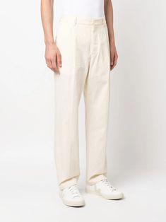 Orlebar Brown Cotton Straight Trousers - Farfetch Cream Cotton Pants With Five Pockets, Cream Cotton Pants With Belt Loops, Cream Straight Leg Pants With Welt Pockets, Cream Cotton Tapered Leg Pants, Classic Cream Pants With Five Pockets, Cream Tapered Leg Cotton Pants, Cream Cotton Pants With Welt Pockets, Classic Cotton Cream Pants, Beige Tapered Leg Chinos With Belt Loops