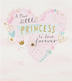 a little princess to live forever card with an image of a bunny holding a heart