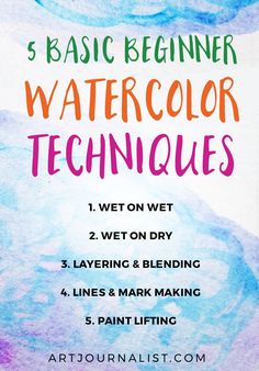 5 basic beginner watercolor techniques for wet on wet, dry layers and blending