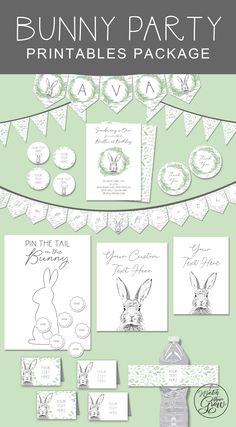 bunny party printables package with bunnies