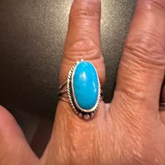 Becky added a photo of their purchase Untreated Turquoise Ring, Untreated Sterling Silver Turquoise Ring, Sterling Silver Turquoise Promise Ring, Solitaire Rings, Stackable Ring, Dainty Ring, Ring For Women, Ring Handmade, Stone Ring