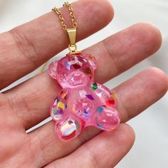 Pink Bear pendant necklace 💕💖 . . Shop Online | AlinaEspinal.com | 🛍 . . #jewelry #jewelrylover #evileyejewelry #evileyenecklace #zirconiajewelry #protectionjewelry #jewelrygram #evileyejewellery #gummybears #lovegold #bohochic #bohojewelry #handmadejewelry #california #californiastyle #jewelrylover #fashionjewelry #jewelsofinstagram #jotd #malibu Gummy Bear Necklace, Pink Bear, Gold Filled Necklace, Bear Necklace, Bear Pendant, Necklace Shop, Gummy Bear, California Style, Evil Eye Necklace