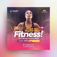 a flyer for a women's health and fitness event with an image of a woman