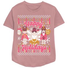 She'll love celebrating the Holiday season with this Women's Happy Holidays From The Nutcracker And Ballerina Relaxed Fit Graphic Tee. FEATURES Crewneck Short sleevesFABRIC & CARE Cotton, polyester Machine wash Imported Size: Medium. Color: Mauve. Gender: female. Age Group: adult. Nutcracker And Ballerina, The Nutcracker, Nutcracker, Happy Holidays, Womens Clothing Tops, The Holiday, Fabric Care, Gender Female, Graphic Tee