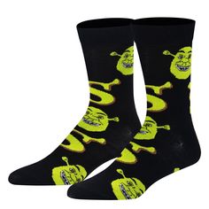 Crazy Socks, Shrek Heads, Animated Children's Movie, Funny Novelty Print. Crazy Socks by Odd Sox was solely established to dismantle the status quo and to represent all aspects of being yourself. Whether it is the design of our socks, the messages we advocate or the people we represent, we are always supporting the right to express yourself and Stand Out, Be Odd. Knit from a thick, comfortable cotton and elastic/ spandex blend for a breathable, yet stretchy fit. Say goodbye to tired toes and hel Movie Funny, Socks Aesthetic, Silly Socks, Being Yourself, Weird Gifts, Cozy Socks, Crazy Socks, Status Quo, Novelty Socks