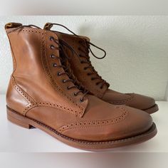 New Leather J.D. Fisk Brogue Wingtip Boots, Lace Up, Men’s 10.5, Brown. Will Not Come In Original Box. Wingtip Boots, S 10, Lace Boots, Brown Color, Original Box, Men's Shoes, Shoe Boots, Size 10, Lace Up