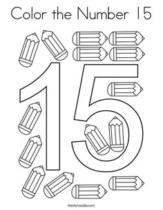 the number fifteen coloring page with pencils and numbers to print out for children's birthday