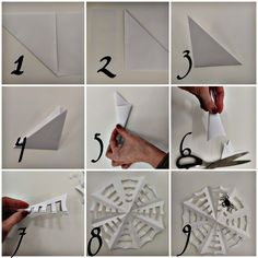 how to make an origami snowflake out of paper and construction material