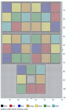 a cross stitch chart with different colors and shapes on the same page, including squares