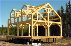 a house being built in the woods