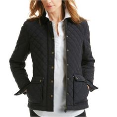 Vineyard Vines Black Quilted Barn Jacket Coat Size Medium Great Condition See Photo For Fabric Contents Barn Jacket, Black Quilted Jacket, Quilted Coat, Black Quilt, Women's Coats & Jackets, Coat Fashion, Quilted Jacket, Light Weight Sweater, Jacket Coat