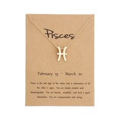 a necklace with the zodiac sign pisces on it