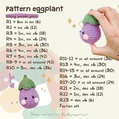 a crochet pattern for an eggplant stuffed animal