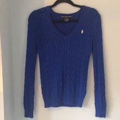 Blue Ralph Lauren Sport Sweater. Size Xs. Nwot. All Offers Welcomed. Blue Fitted Sweater For Fall, Fitted Blue Sweater For Fall, Blue Ralph Lauren Winter Sweater, Ralph Lauren Blue Winter Sweater, Ralph Lauren Fitted Casual Sweater, Fitted Blue Cable Knit Top, Ralph Lauren Blue Winter Tops, Ralph Lauren Blue Cotton Sweater, Blue Cotton Ralph Lauren Sweater