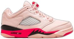 Pink Lace-up Basketball Shoes With Contrast Sole, Pink Leather Basketball Shoes With Laces, Pink Leather Basketball Shoes, Pink Leather Lace-up Basketball Shoes, Pink Basketball Shoes With Translucent Outsole For Streetwear, Casual Pink Basketball Shoes With Air Cushioning, Pink Custom Low-top Sneakers For Light Sports, Sporty Pink Custom Sneakers With Air Cushioning, Pink Sporty Custom Sneakers With Air Cushioning