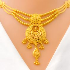 Three Chain Necklace, Heritage Jewellery, Choker Necklace Set, Bridal Gold Jewellery Designs, Earring Post