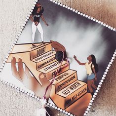 an image of a woman standing on top of stairs that are labeled doubt