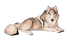 a drawing of a wolf laying down on the ground