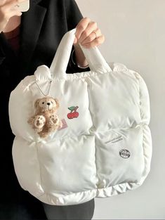 Cute Puffy Tote Bag Kawaii MK18576 Size：27CM×27CM×13CM Puffy Tote Bags, Puffy Bag, Puffy Design, Kawaii Store, Preppy Bags, Cute School Bags, Kawaii Bags, Aesthetic Bags, Cloud Bag