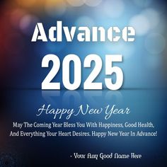 a happy new year greeting card with the words advance 2055 and an abstract background