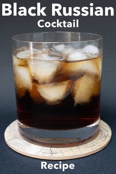 the black russian cocktail is served in a glass with ice