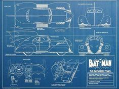 a blueprint drawing of the bat - man car from the batman film, which was released in 1994