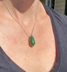 Canadian Jade Tear Drop Pendant Measures approximately 13x28mm Available with or without a sterling silver chain Untreated Jade Jewelry Gift, Untreated Jade Jewelry For Gift, Untreated Green Teardrop Jewelry, Untreated Green Pendant Necklace, Green Jade Teardrop Pendant Jewelry, Jade Mala, Tear Drop Pendant, Wooden Gift Boxes, Nephrite Jade