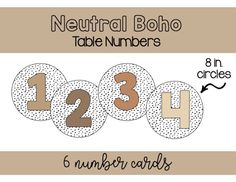 the numbers are numbered in brown and white circles with dots on each side, as well as