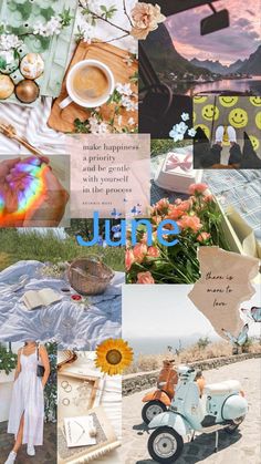 a collage of photos with flowers and pictures