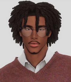 an animation image of a man with glasses and dreadlocks