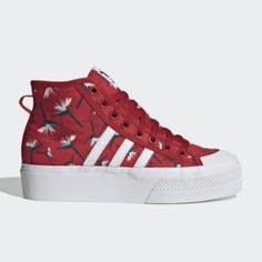 Super Fun Adidas Collaboration With South African Fashion Designer Thebe Magugu. Notes: These Run Large. Size Is 7.5 But Would Fit A 7 Better. I Have A Size 7 Wide Foot, Typically Wear A 7.5-8 In A Sneaker, But Had To Order A 6.5 For A Good Fit With These. Adidas Nizza Platform, White And Gold Sneakers, Adidas Nizza, Red High Tops, South African Fashion, Adidas Swift Run, Adidas Tennis Shoes, Desired Reality, Power Red