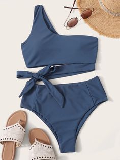 Knot Decor, Trendy Swimsuits, Swimsuits Outfits, Cute Bathing Suits, One Shoulder Top, Cute Swimsuits, Beachwear For Women, Swimwear Fashion, Swim Suit