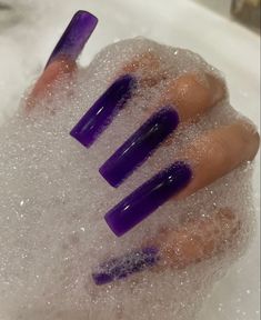 Cozy Winter Nails, Violet Nails Acrylic, Hot Purple Nails, Long Purple Nails, Nails Violet, Jelly Polish, Nails Painted, Purple Acrylic Nails, Nail Trend