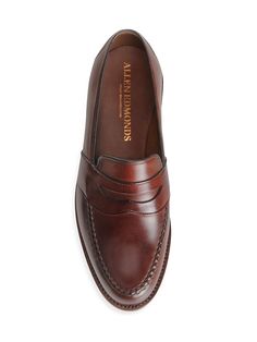 "Find ALLEN EDMONDS Randolph Classic Leather Loafers on Editorialist. Allen Edmonds' Randolph penny loafers are a timeless classic, crafted from premium leather. The slip-on style is perfect for dressing up or down, offering versatile styling options. Round toe Slips on Leather upper Leather sole Made in USA SIZE Heel: about 0.75\" (20mm). Allen Edmonds. Color: Coffee. Size: 11.5." Allen Edmonds, Color Coffee, Penny Loafers, Classic Leather, Leather Loafers, Timeless Classic, Penny, Chili, Made In Usa