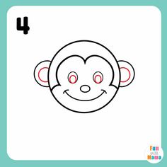 a monkey face with the number 4 on it's forehead and one eye open