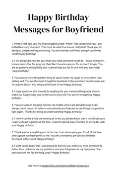 Happy Birthday Messages for Boyfriend Printable Birthday Message For Boyfriend, Cute Messages For Him, Happy Birthday Boyfriend, Best Happy Birthday, Happy Birthday Best Friend Quotes, Happy Birthday Love Quotes