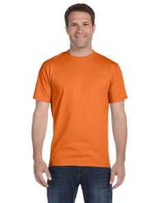 Unisex 5.2 oz., Comfortsoft® Cotton T-Shirt - SAFETY ORANGE - L | Hanes Adult Essential Short Sleeve T-Shirt in Safety Orange Size Large | Cotton Orange Texas, Blank T Shirts, Dark Navy, Men Short Sleeve, Full Body, Just In Case, Cotton Shirt, Knit Jersey, Cotton Tshirt