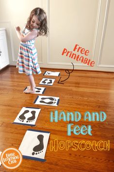 Such a fun gross motor activity! Hand and feet hopscotch! Free printable in post Farm Movement Activities Gross Motor, My Body Gross Motor Activities, All About Me Gross Motor Activities Preschool, Shape Movement Activities, Hand And Foot Hopscotch Game Free Printable, Body Movement Activities For Preschool, Gross Motor Classroom Activities, Feet Activities For Preschool, Gross Motor Friendship Activities