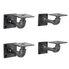 four different types of pipe holders on a white background