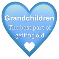 a blue heart with the words grandchilden on it and an image of a white heart