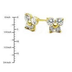 14K Yellow Gold Butterfly Screwback Stud Earrings - White Gold Cubic Zirconia Plug Earrings As Gift, Gold Cubic Zirconia Piercings For Gift, Gold Crystal Earrings With Cubic Zirconia, Hypoallergenic, Gold Hypoallergenic Crystal Earrings With Cubic Zirconia, Gold Hypoallergenic Crystal Earrings In Cubic Zirconia, Hypoallergenic Gold Cubic Zirconia Earrings, Gold Flower Earrings With Prong Setting, Cubic Zirconia Piercings With Matching Earrings As A Gift, Adjustable Tarnish-resistant Wedding Earrings