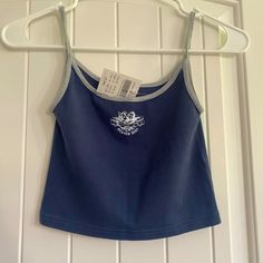 Will Try To Ship Between 1-3 Business Days! I May Be Out Of Town And Won’t Be Able To Do So, But I Will Communicate With You! Conditions: Like New/Clean Condition/No Holes/No Stains/No Pilling/No Fade Color: Blue Size: One-Size Smoke Free Home! Blue Y2k Tank Top For Spring, Y2k Blue Tank Top For Spring, Y2k Style Blue Tank Top For Spring, Navy Cotton Tank Top For Spring, Fitted Navy Tank Top For Spring, Brandy Melville Skylar Tank, Brandy Clothes, Tops Brandy Melville, Brandy Melville Outfits