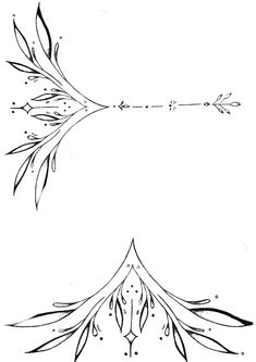 an artistic design with leaves and arrows