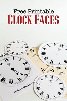 three clocks with the words free printable clock faces on them, sitting next to each other